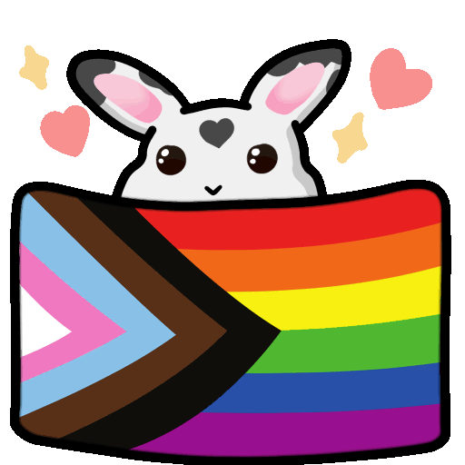 bunny happily displaying pride flag